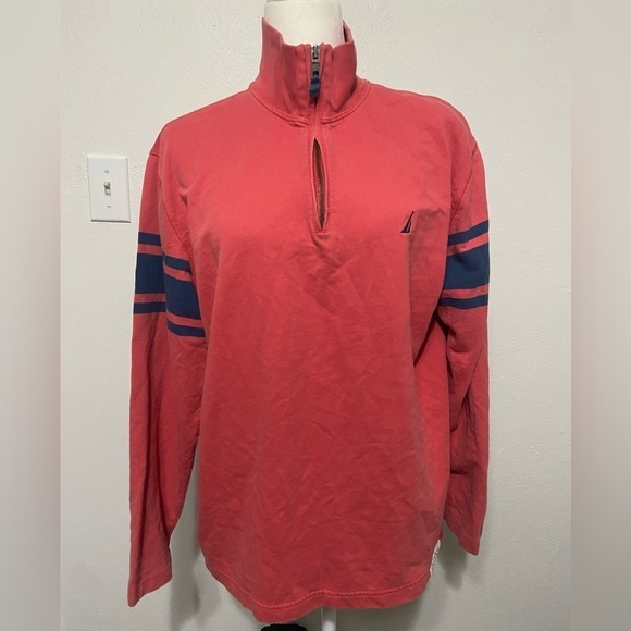 Nautica size M vintage half zip rugby style long sleeve pullover sweatshirt EUC - Picture 1 of 7